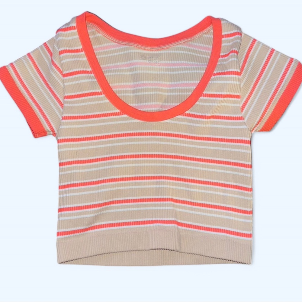 Aerie Orange and Tan Striped Crop Top